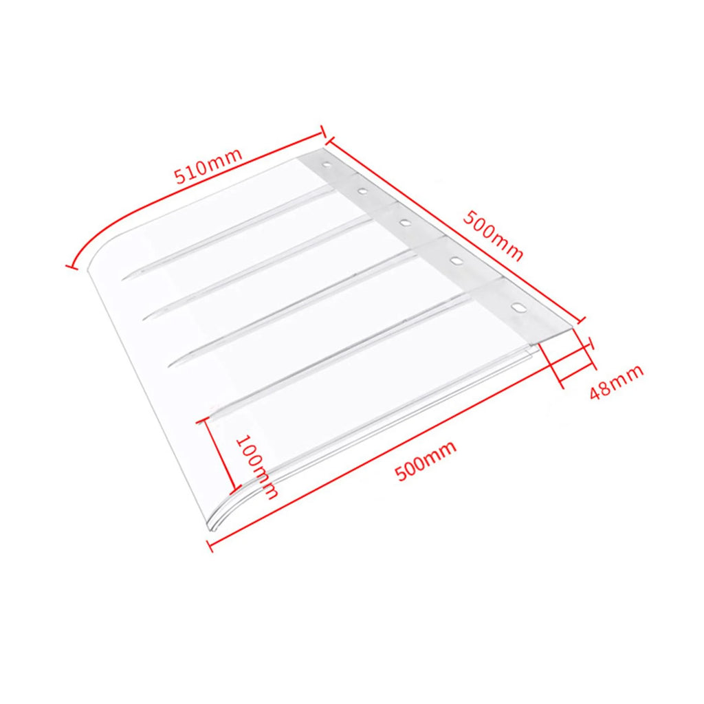 Window Canopy Patio Awning Clear PC Cover No Pole Needed Wall Mounted 50x50cm LxW D655