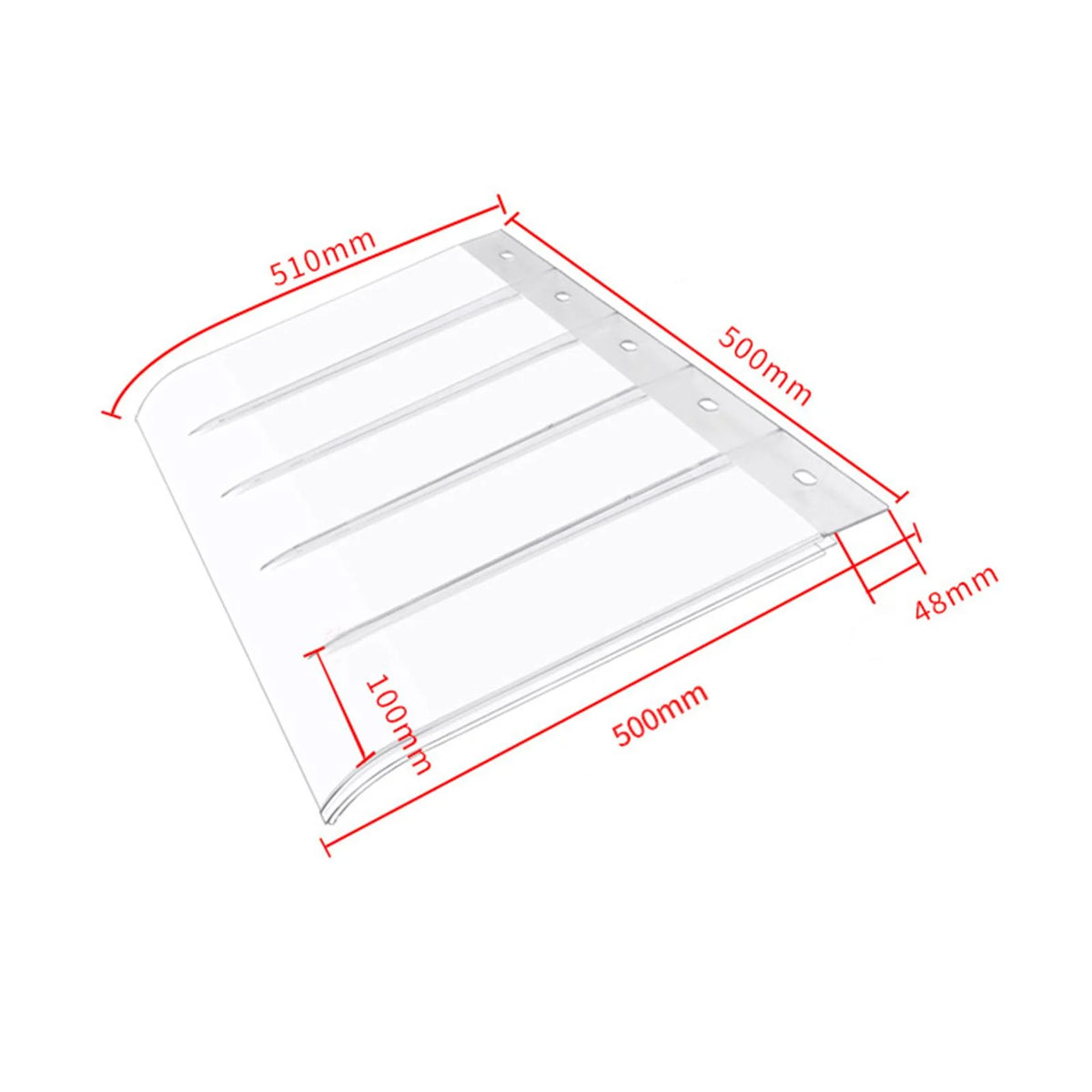 Window Canopy Patio Awning Clear PC Cover No Pole Needed Wall Mounted 50x50cm LxW D655