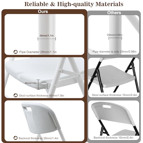 6 Pack White Folding Chair 700 lb Weight Capacity V366