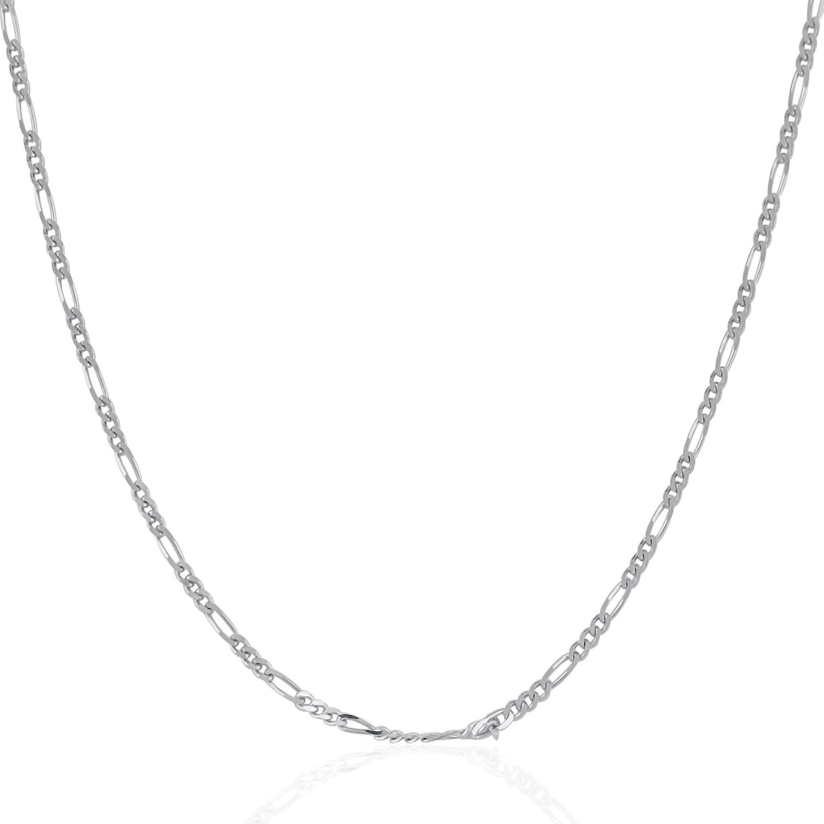14K White Gold Solid Figaro Chain 20'' L747