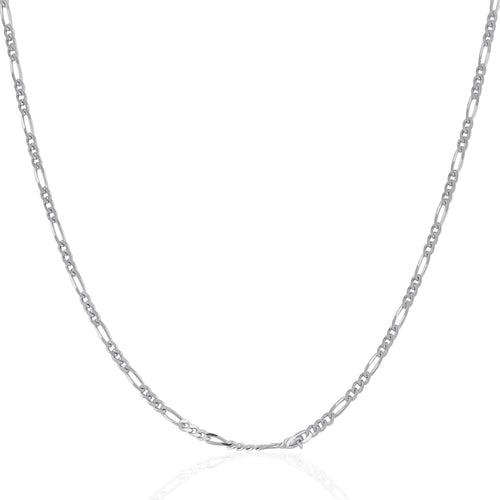 14K White Gold Solid Figaro Chain 20'' L747