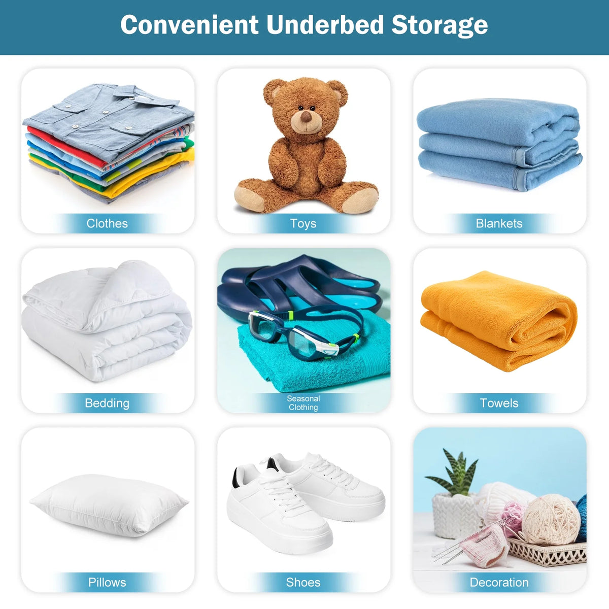 Underbed Storage Bag, 3 Large Foldable Bins with Handles C229