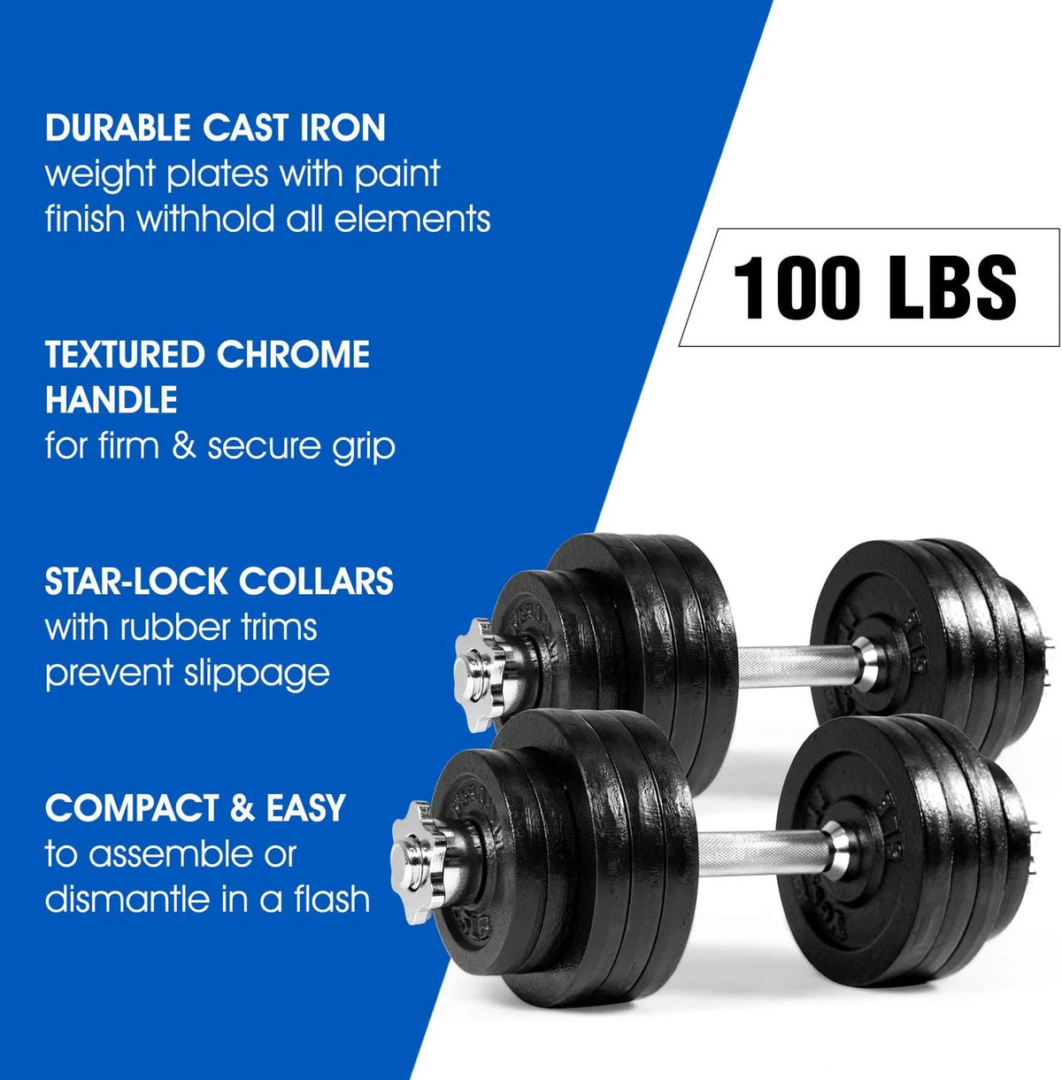 100 lbs Adjustable Dumbbells Set H30700