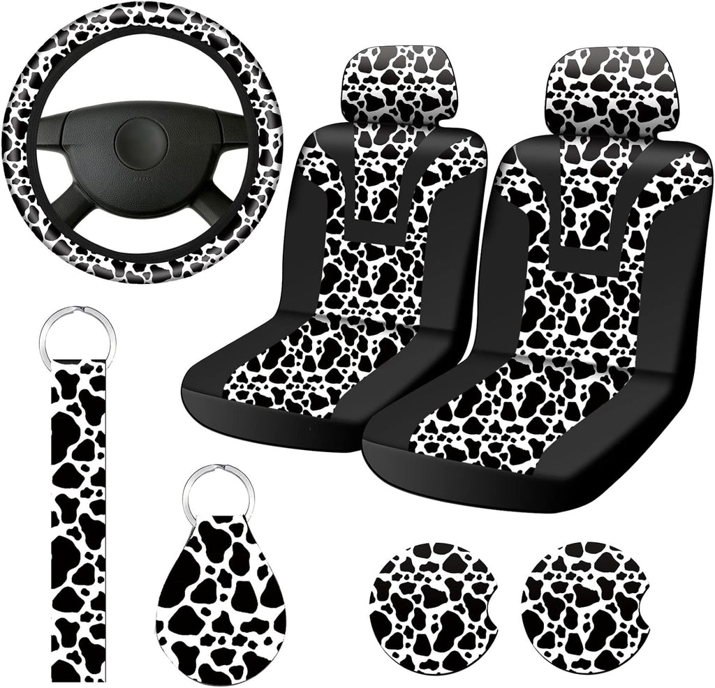 7 Pieces Leopard Cow Print Car Accessories Set Z28853