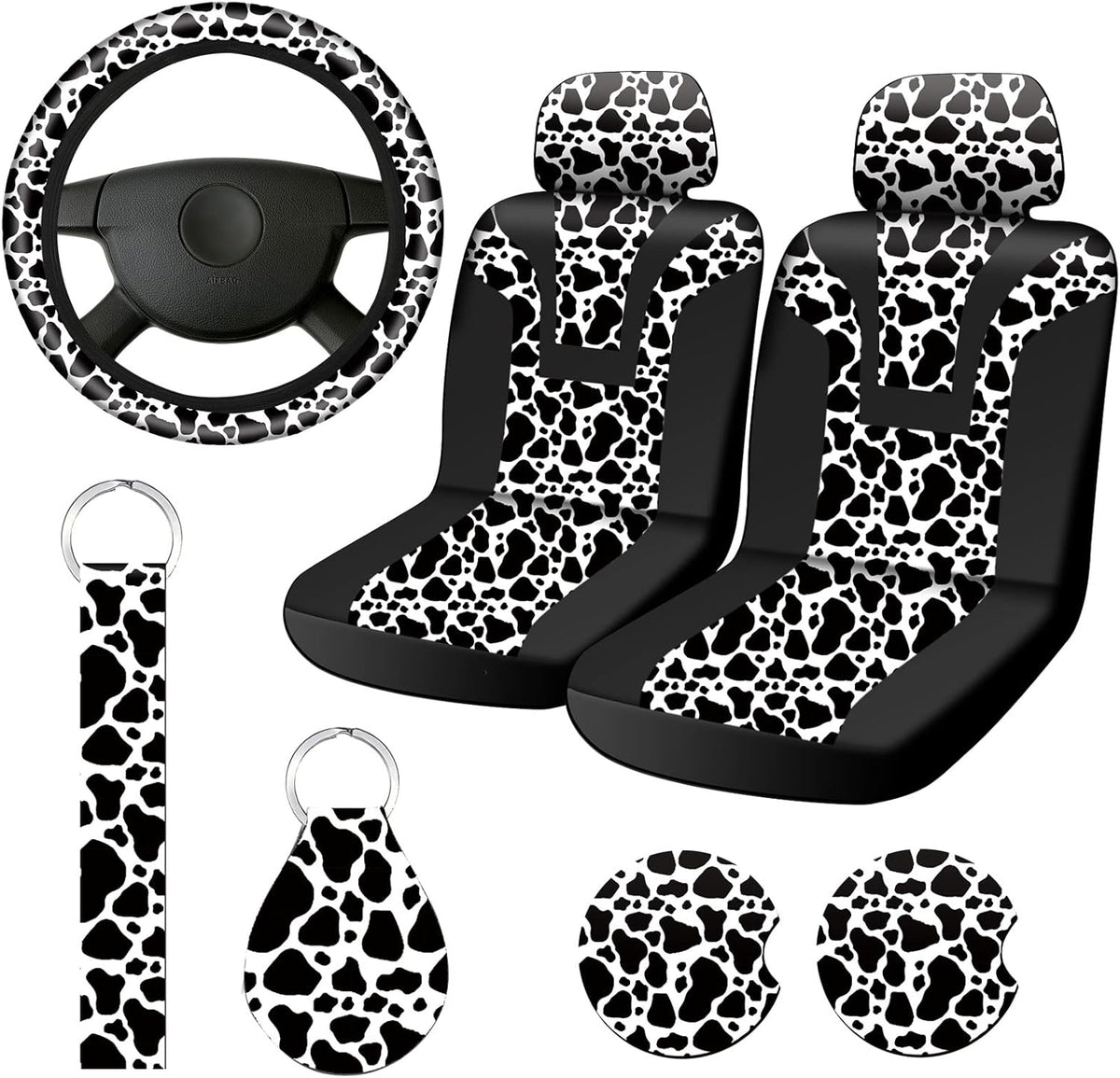 7 Pieces Leopard Cow Print Car Accessories Set Z28853