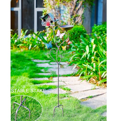 57" Metal Bird Houses with Pole and Stake I881210