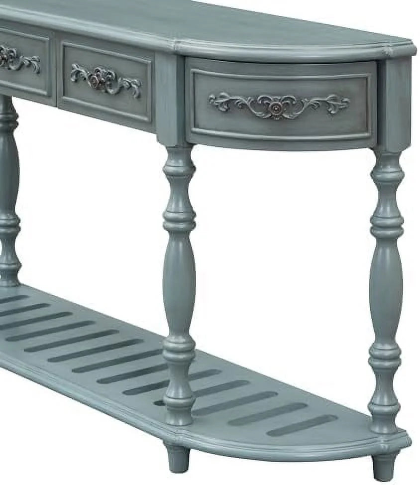 Retro Curved Console Table with 2 Top Drawers and Solid Wooden Frame Y831330