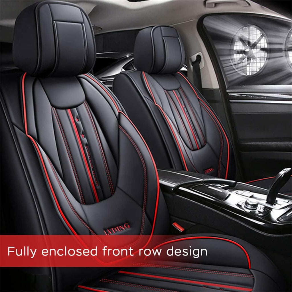 Waterproof PU Leather Car Seat Covers for Front and Rear Seats, Black P796610