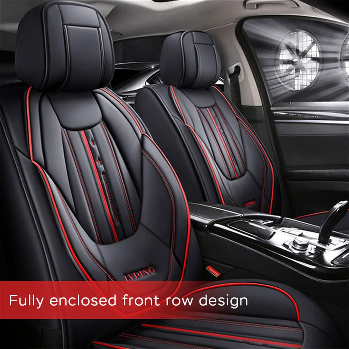 Waterproof PU Leather Car Seat Covers for Front and Rear Seats, Black P796610