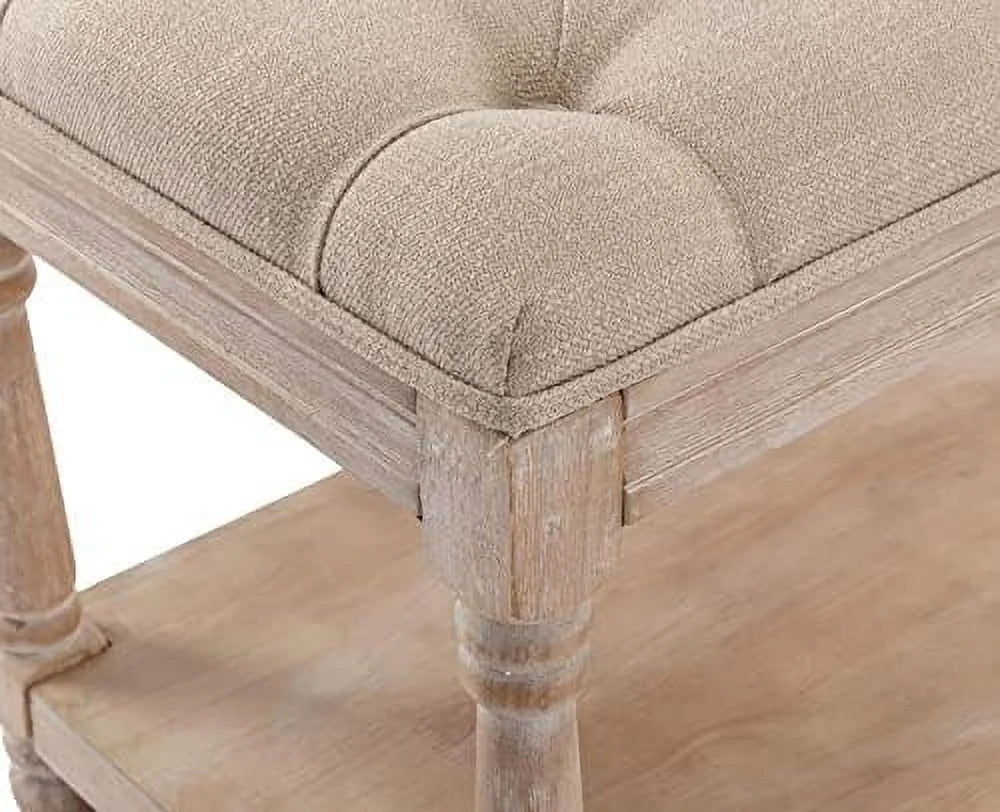 Black Tufted Wood Entryway Bench T836024