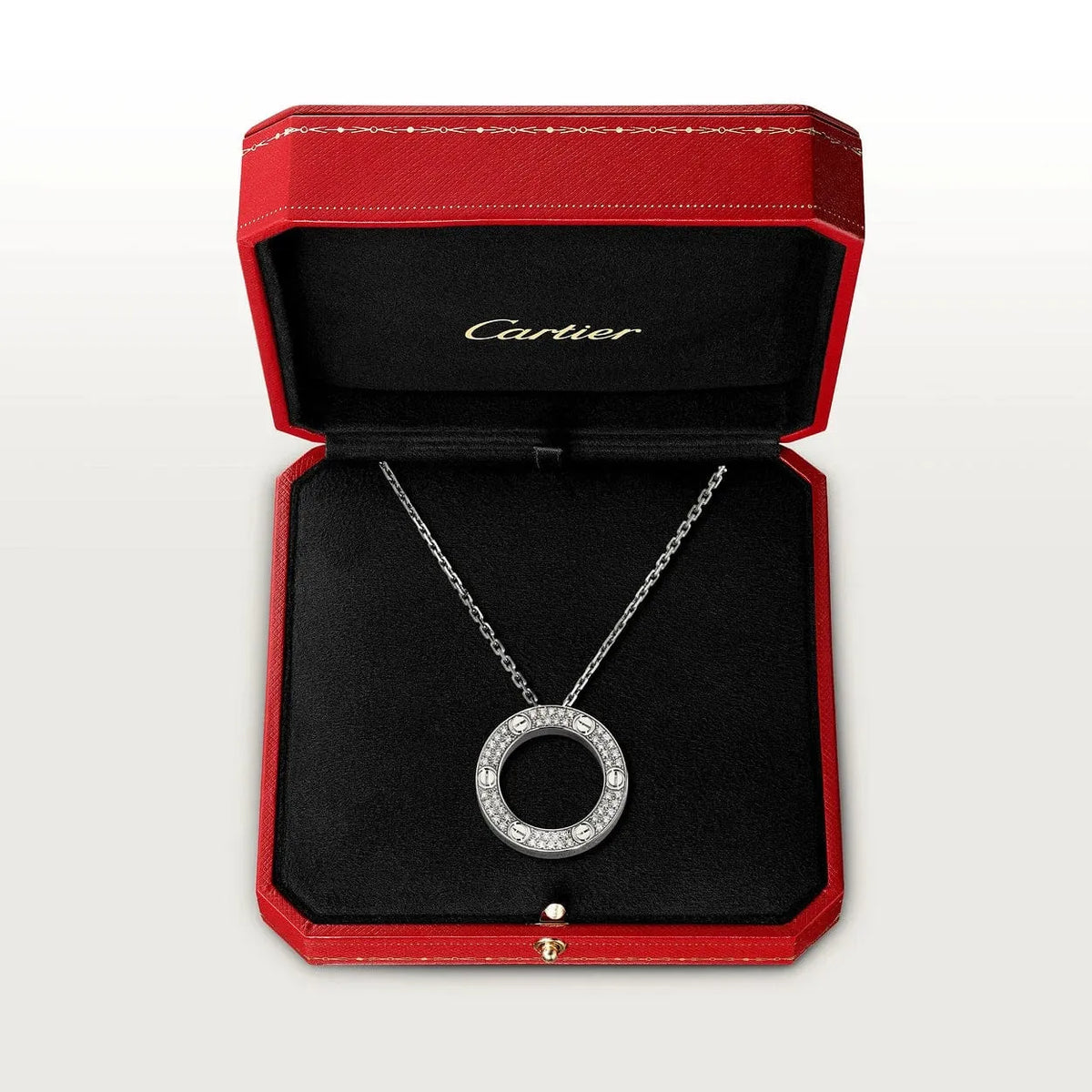 Screw Love Necklace With Diamond Paved T9286