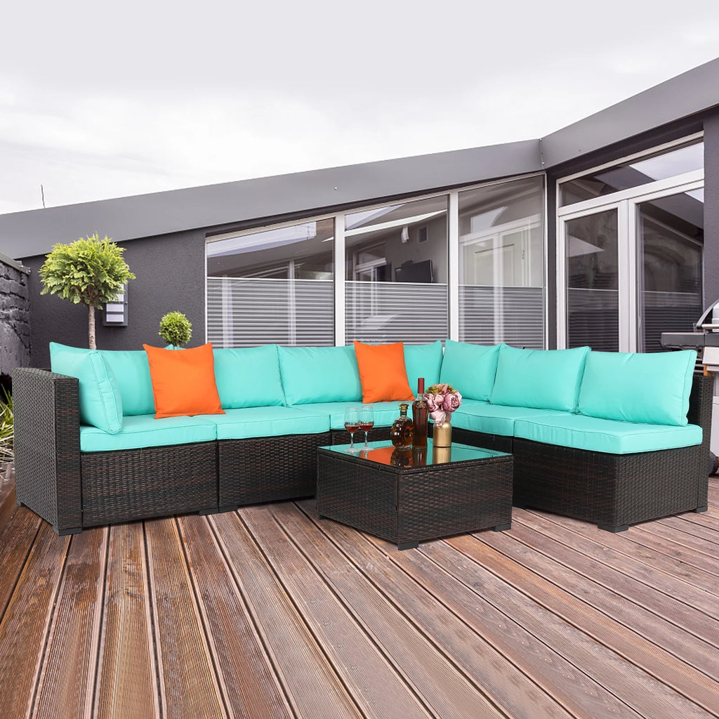 7 Pieces Wicker PE Rattan Sectional Sofa L950