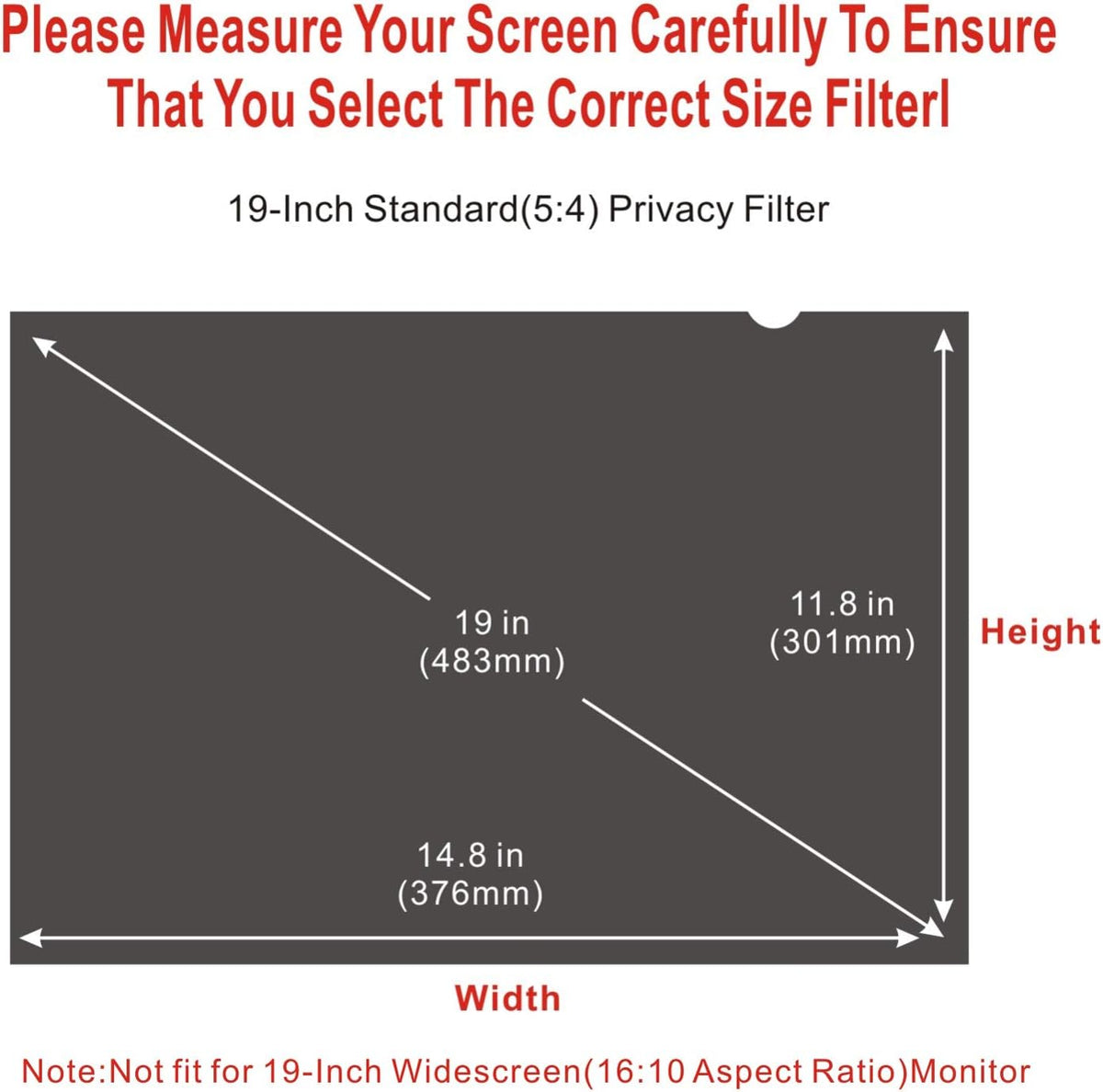 19-inch Standard 5:4 Monitor Privacy Screen Protector, Anti-Glare, Pack of 2 P516118