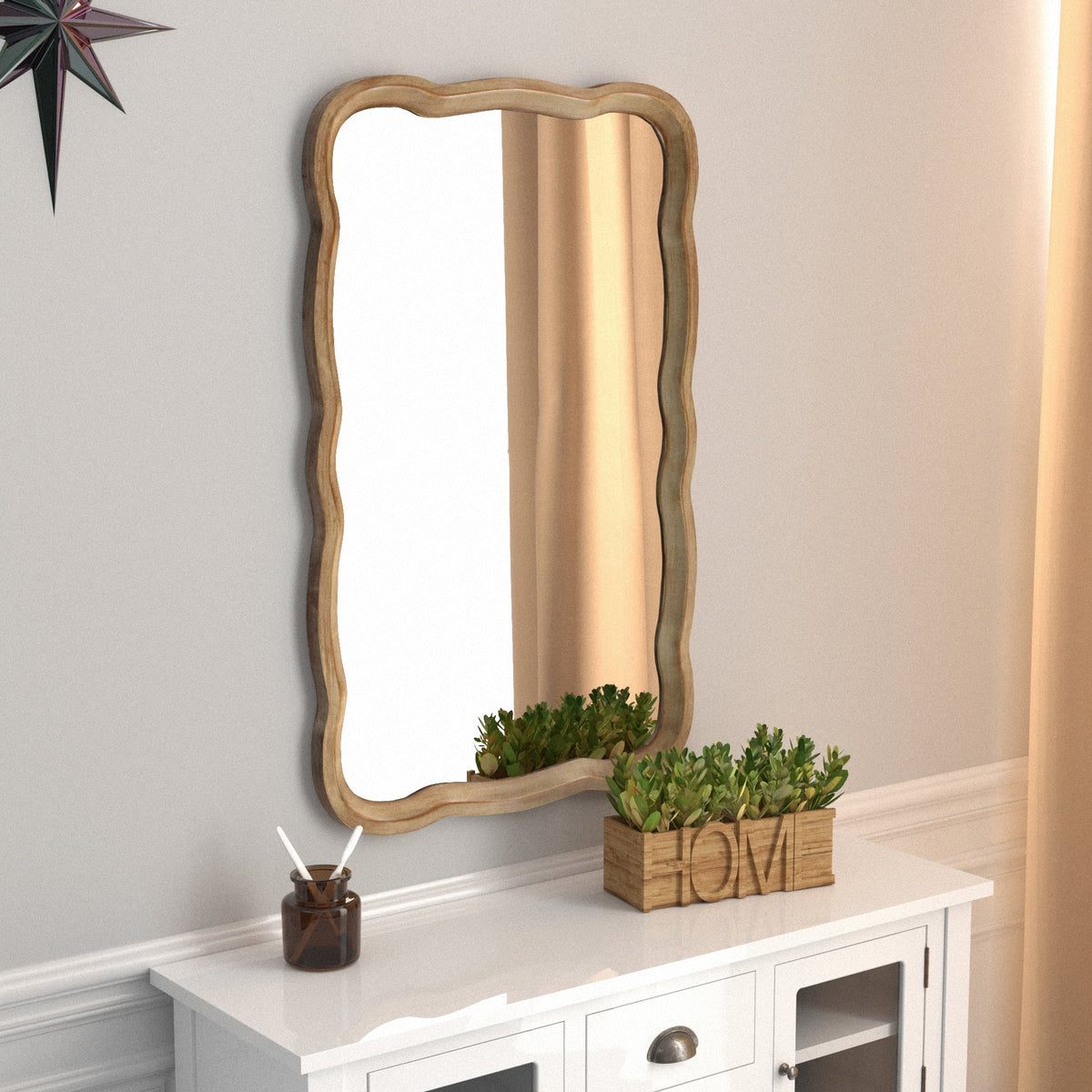Curved Wood Frame Accent Mirror W849179
