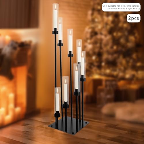 2 Pack Black 8 Arms Floor Candelabra D89394