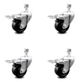 Phenolic Swivel Caster Set of 4 with 3 Inch Wheel and Stem R477101