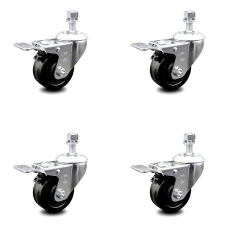 Phenolic Swivel Caster Set of 4 with 3 Inch Wheel and Stem R477101