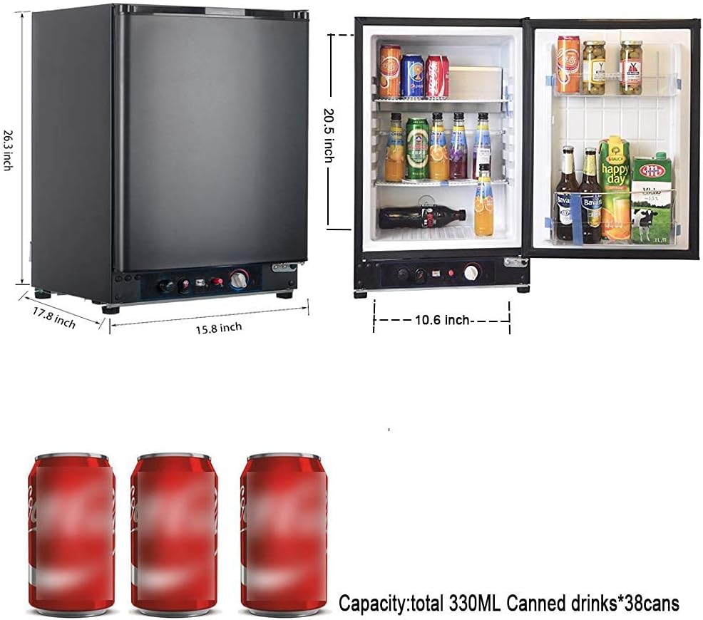 Black 3 Way Propane Refrigerator 2.1 Cu.Ft A11707