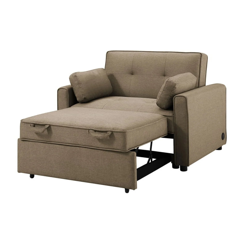 Twin Convertible Sleeper Tan Brown Fabric B69042