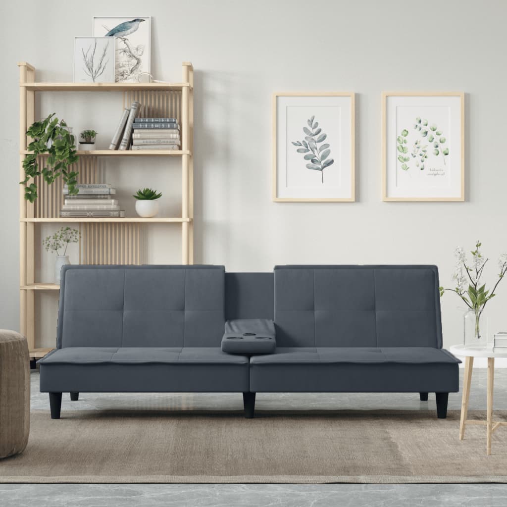 Dark Gray Sofa Bed with Cup Holders Y3117