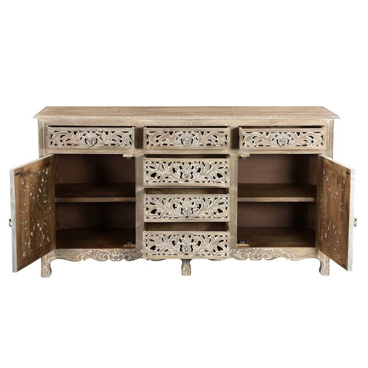 Gray 6 Drawer 2 Door Solid Wood Sideboard G600