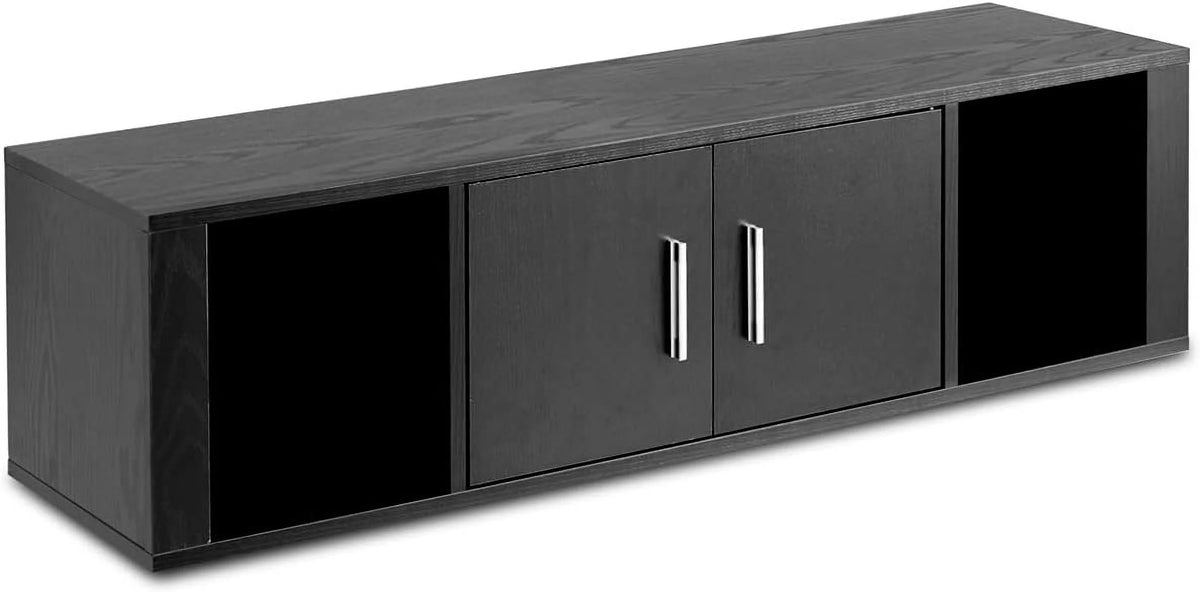 Black Wall Mounted Storage Cabinet with 2 Doors and 2 Open Shelves I211788