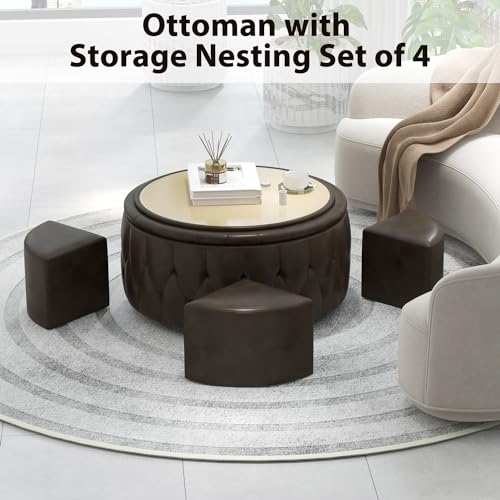 36" Wide Grey Tufted Storage Ottoman with 4 Wheels X8777