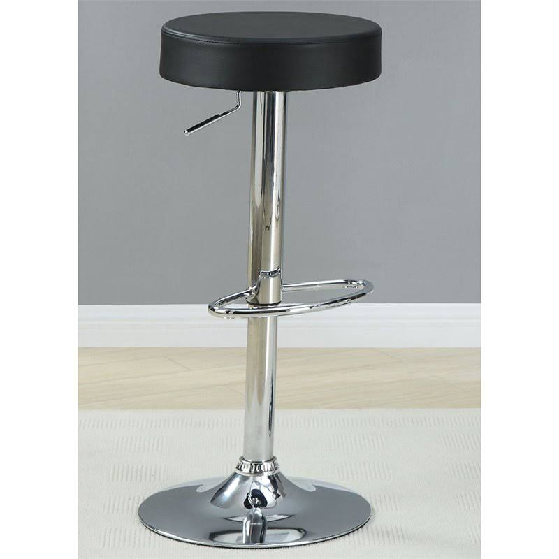 Faux Leather Round Adjustable Bar Stool in Black N170543