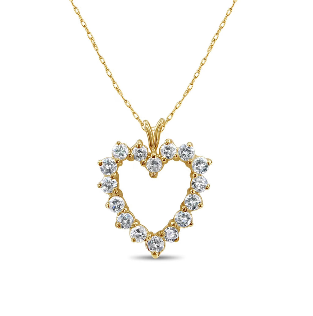 14k Yellow Gold Heart Shaped Diamond Necklace Z111