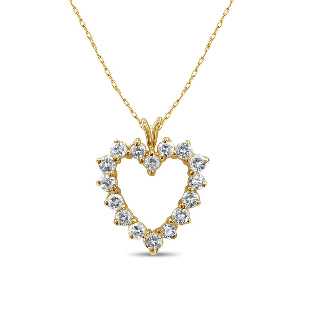 14k Yellow Gold Heart Shaped Diamond Necklace Z111