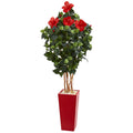 5.5' Hibiscus Artificial Tree in Red Tower Planter V27910