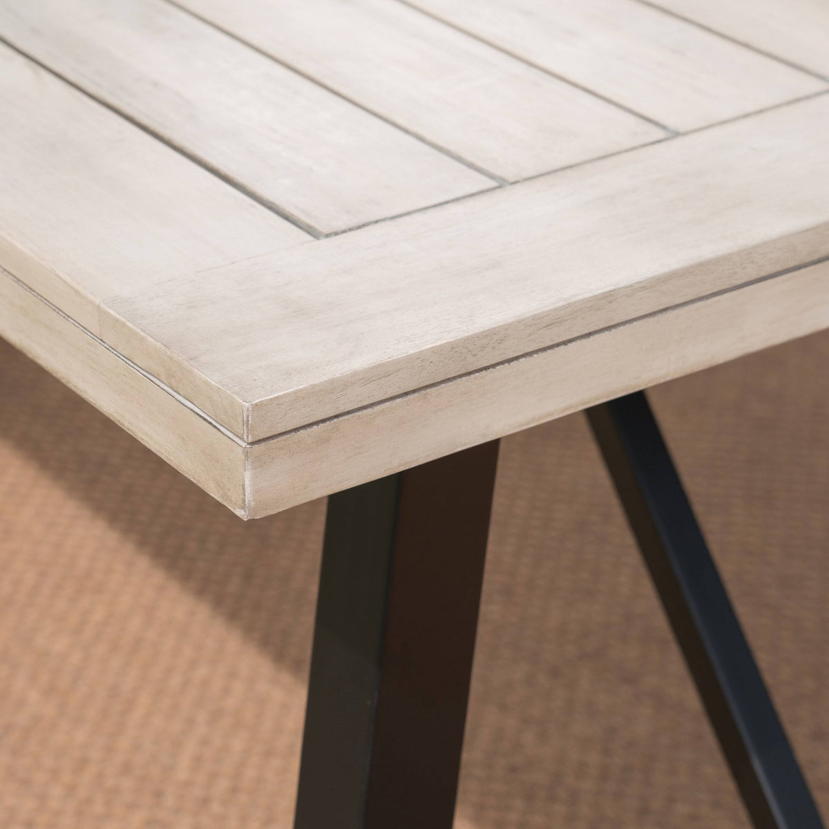 Light Grey Finish Acacia Wood Dining Table R66344