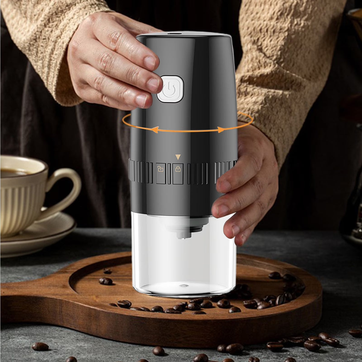 Black Cordless Electric Burr Coffee Grinder O403339