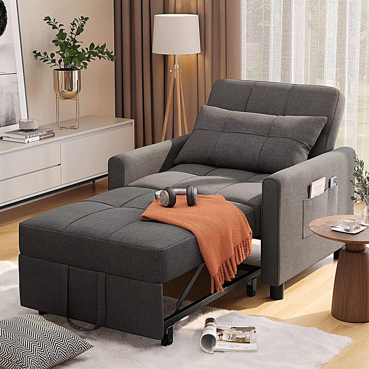 Light Gray Convertible Sofa Bed G19026