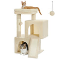 30 Inches Cat Tree with Dual Condos and Scratching Posts U7666